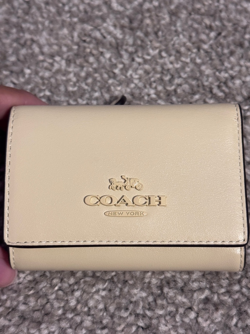 Coach Pale Yellow Trifold Wallet with Zippered Back